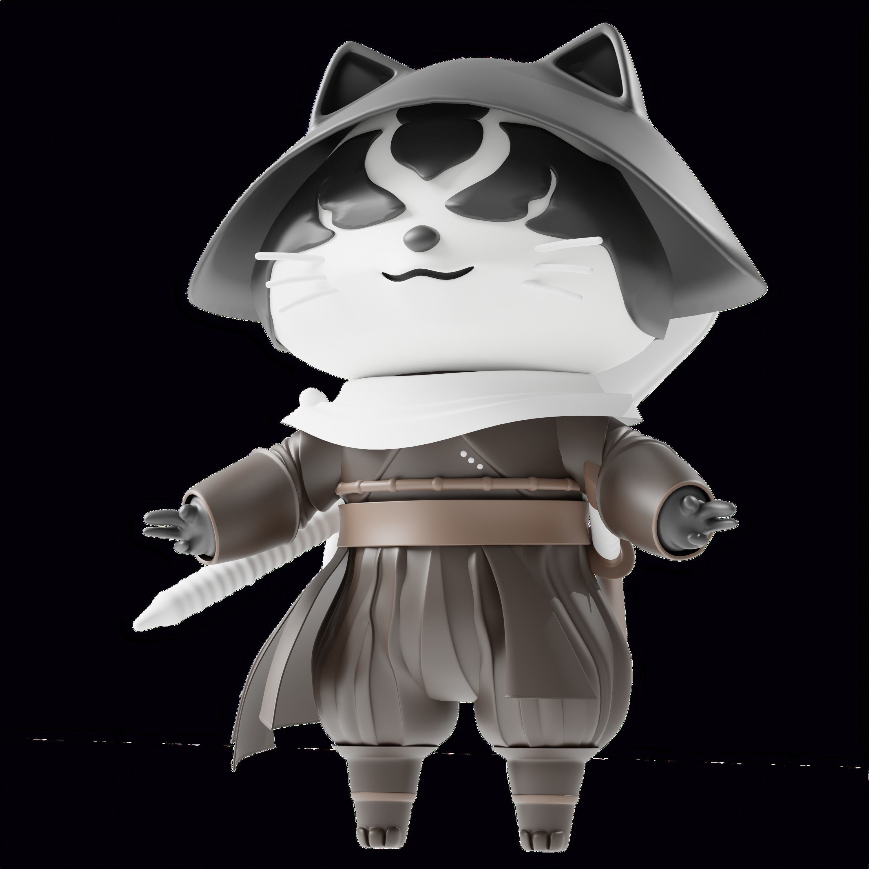 Samurai Super Cats Art Toy Charecters 10 Asset Low-poly 3D model_2