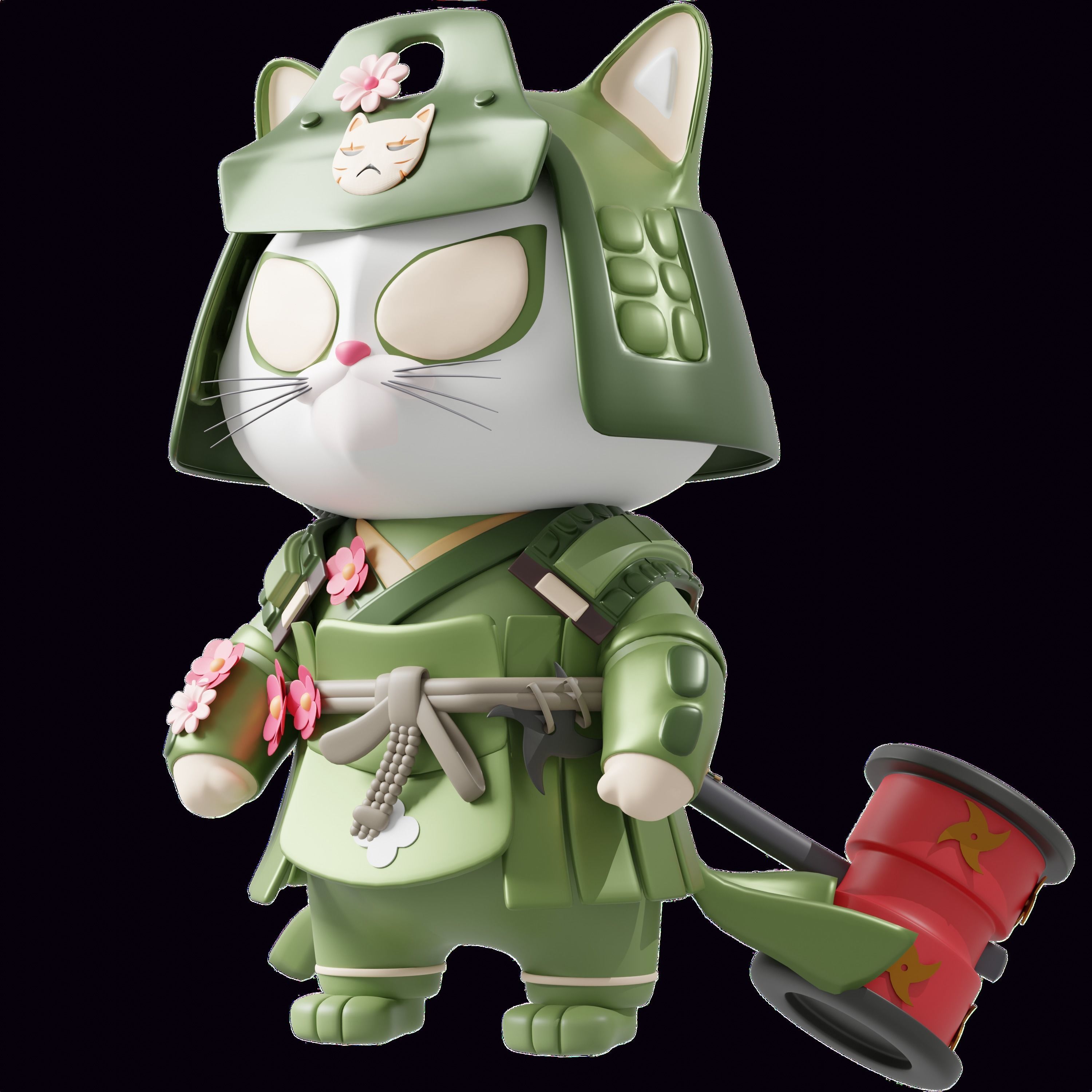 Samurai Super Cats Art Toy Charecters 10 Asset Low-poly 3D model_6