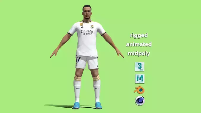 T-Pose Lucas Vazquez Real Madrid 23-24 3D model T-Pose Lucas Vazquez Real Madrid 23-24 3D model