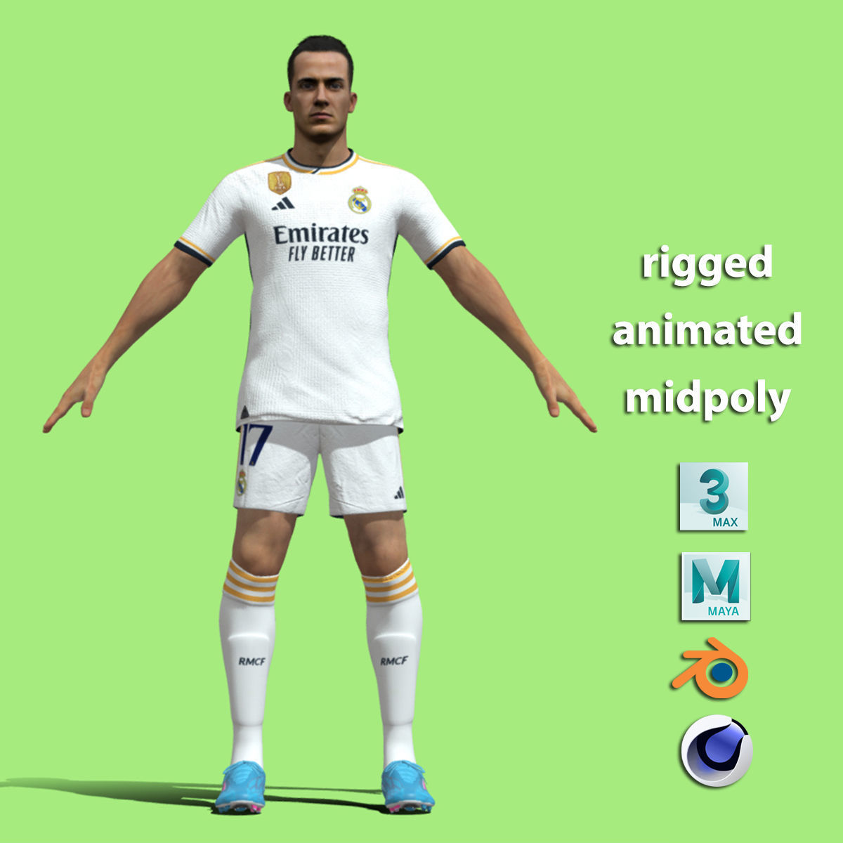 T-Pose Lucas Vazquez Real Madrid 23-24 3D model_1