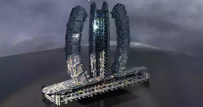 Alien Deepsea rig base  Low-poly 3D model