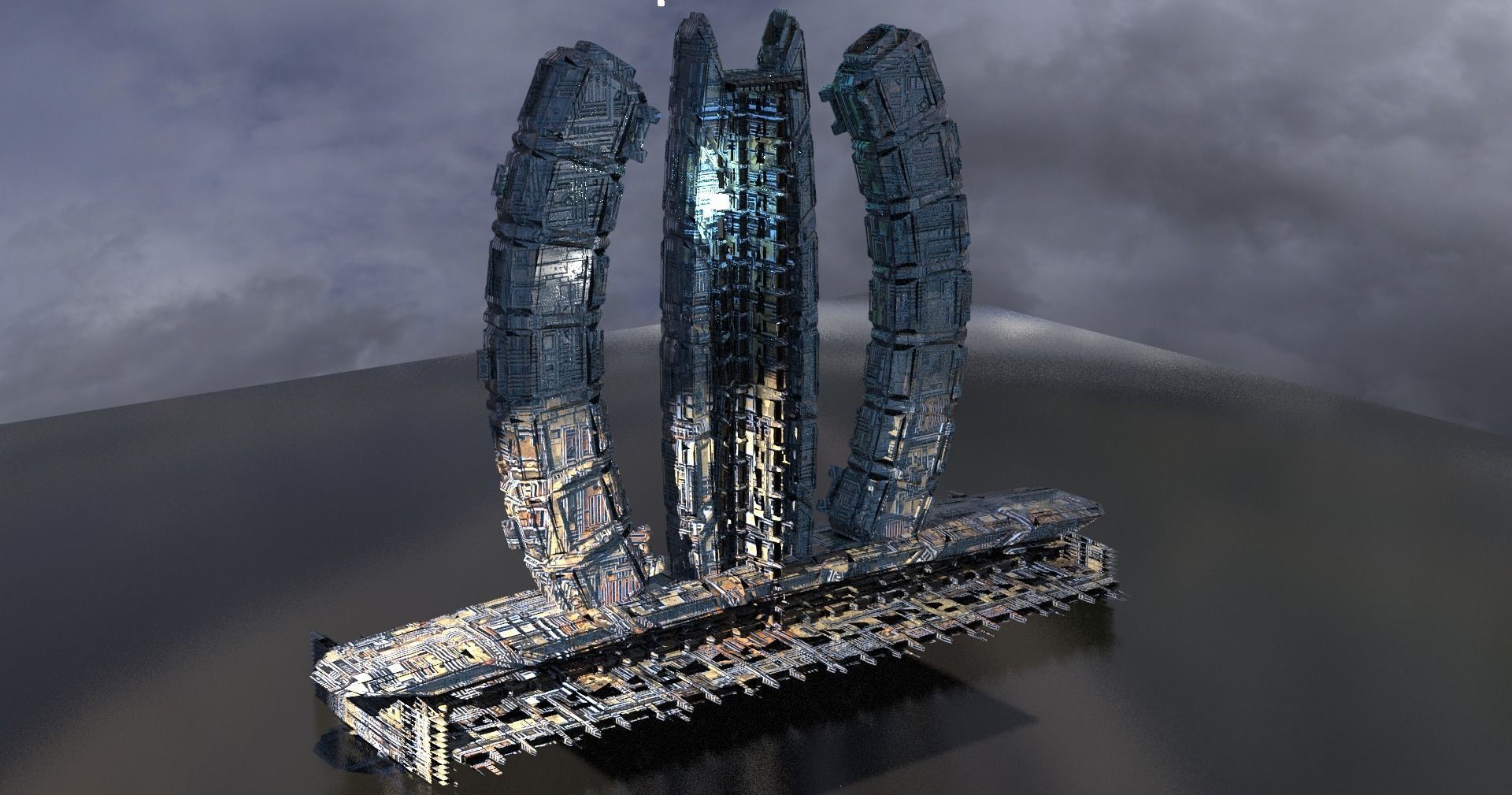 Alien Deepsea rig base  Low-poly 3D model_1