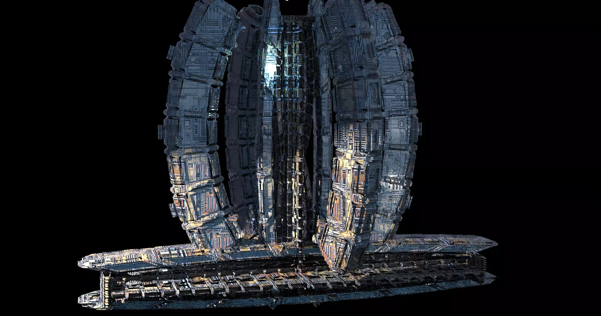 Alien base hadron collider tower Low-poly 3D model_0