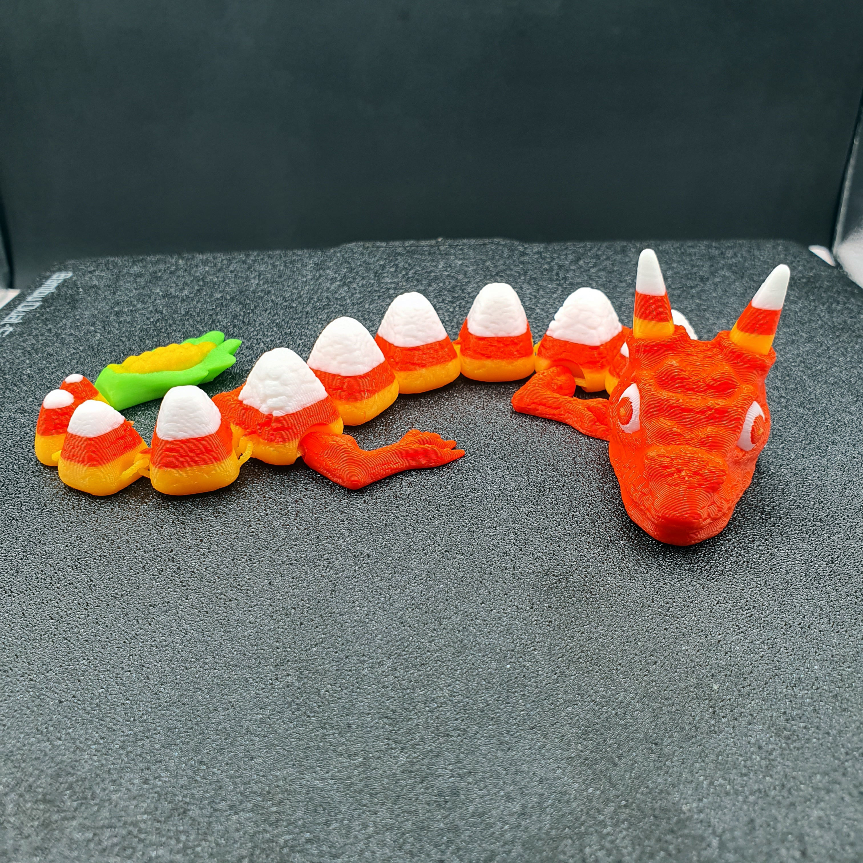 ARTICULATING CANDY CORN DRAGON FLEXI PRINT IN PLACE 3D print model_1