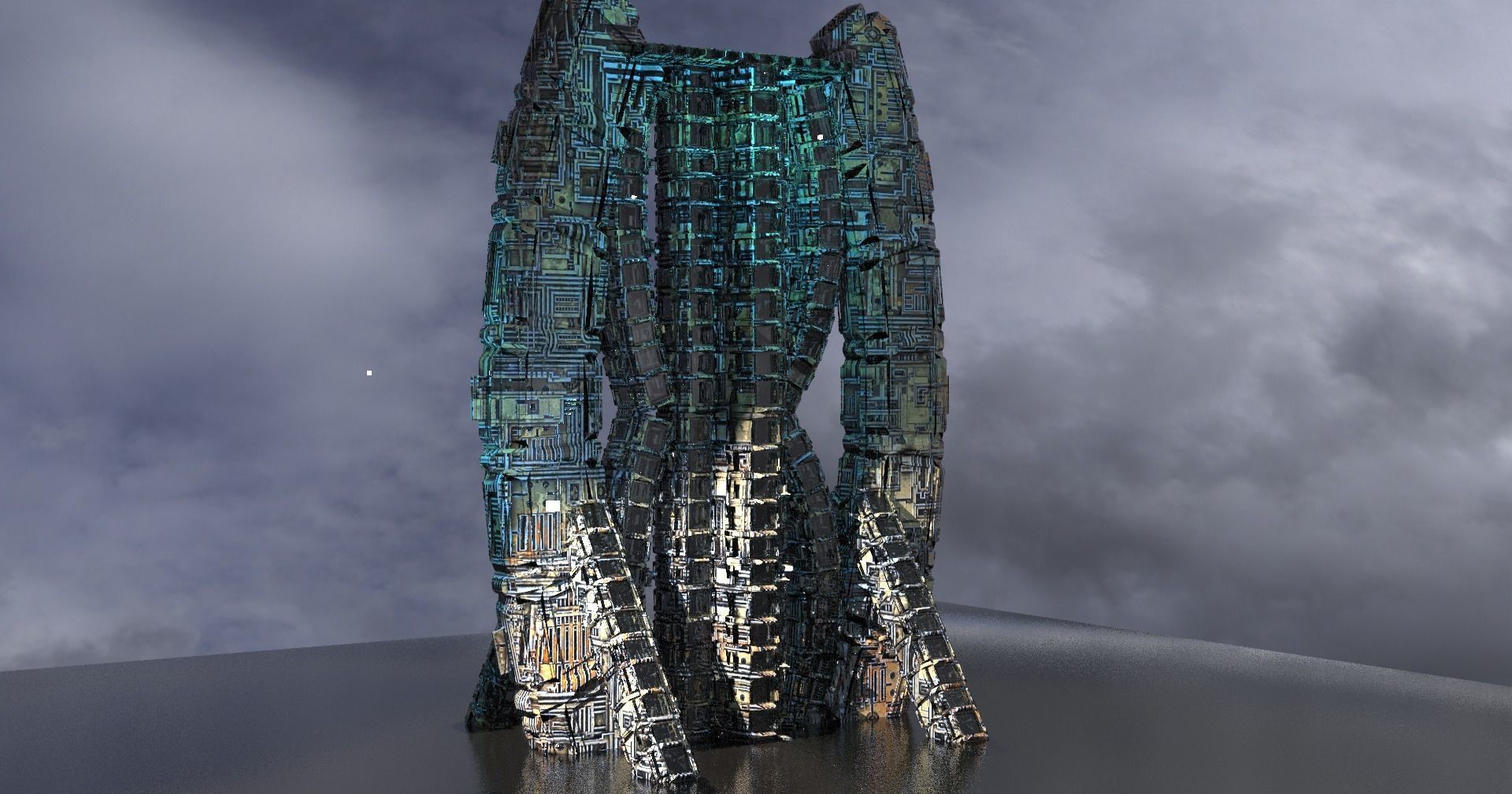 Dark Alien ocean servery rig 3D model_1