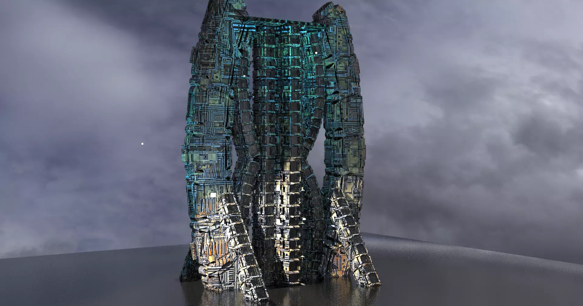 Dark Alien ocean servery rig 3D model_0