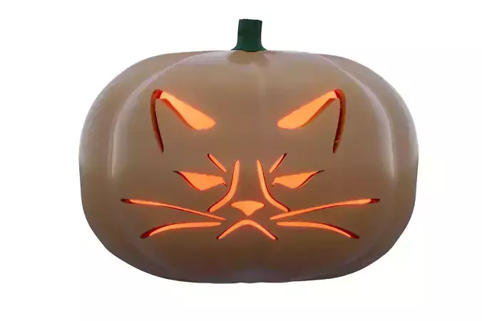 Grumpy Cat face pumpkin Jack-o-lantern 3D model