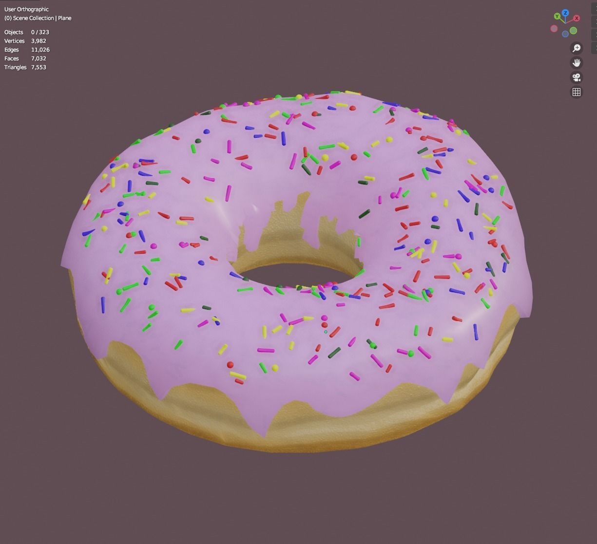 Donut Free low-poly 3D model_4