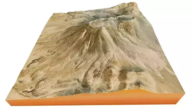 Lascar stratovolcano 3d terrain model Low-poly 3D model