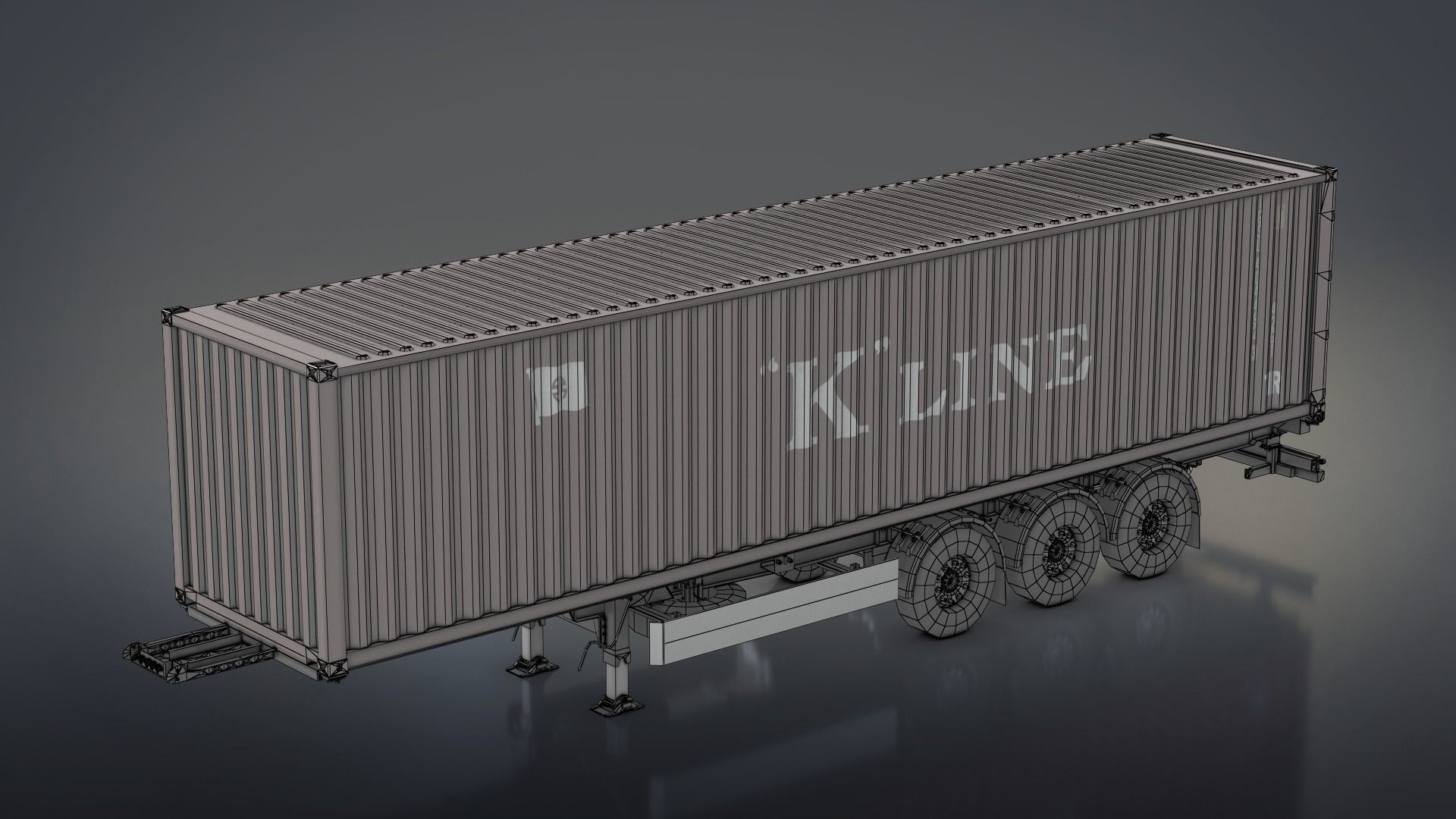 Semi-Trailer Container Low-poly 3D model_15