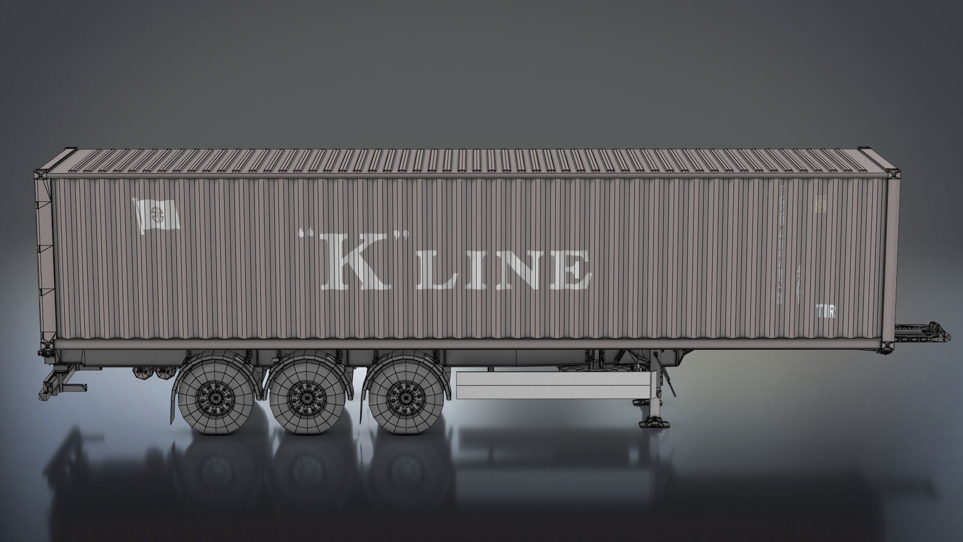 Semi-Trailer Container Low-poly 3D model_13