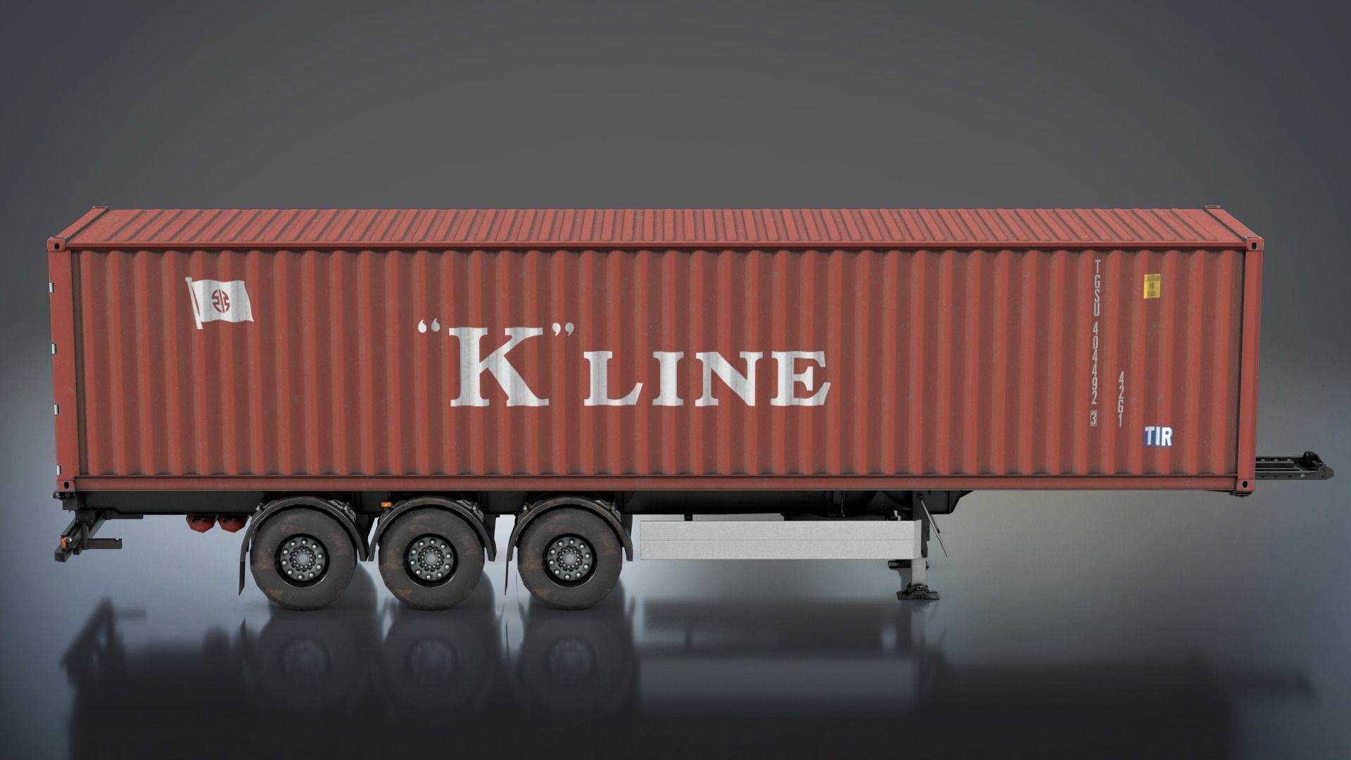 Semi-Trailer Container Low-poly 3D model_6