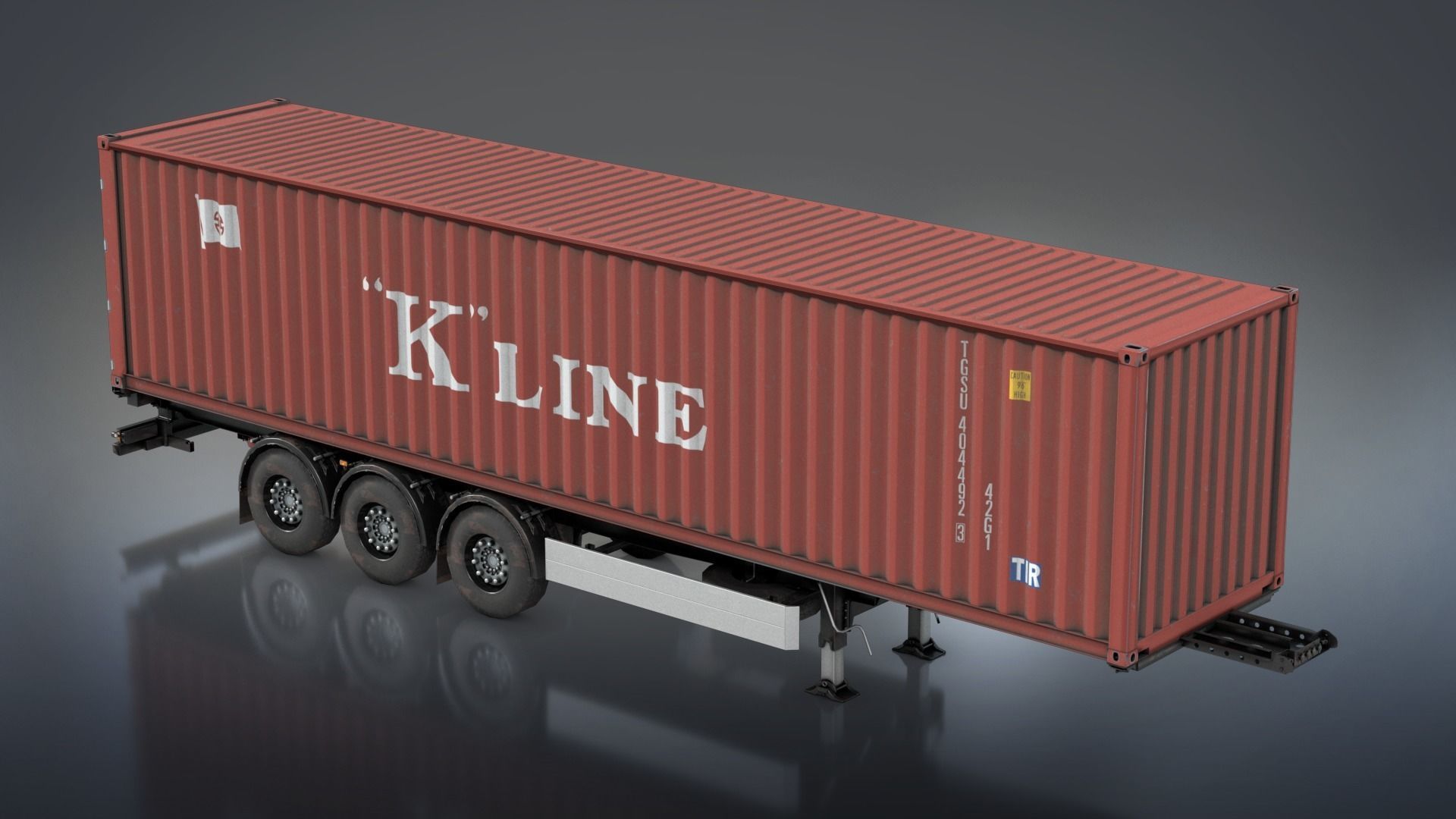 Semi-Trailer Container Low-poly 3D model_2