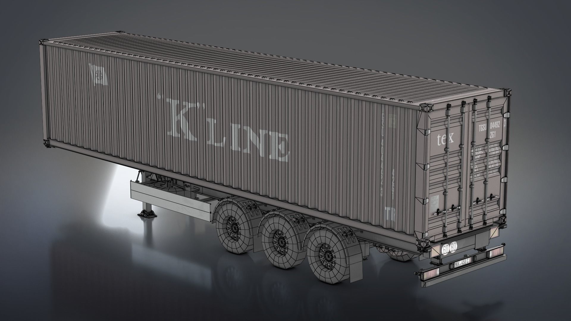 Semi-Trailer Container Low-poly 3D model_11