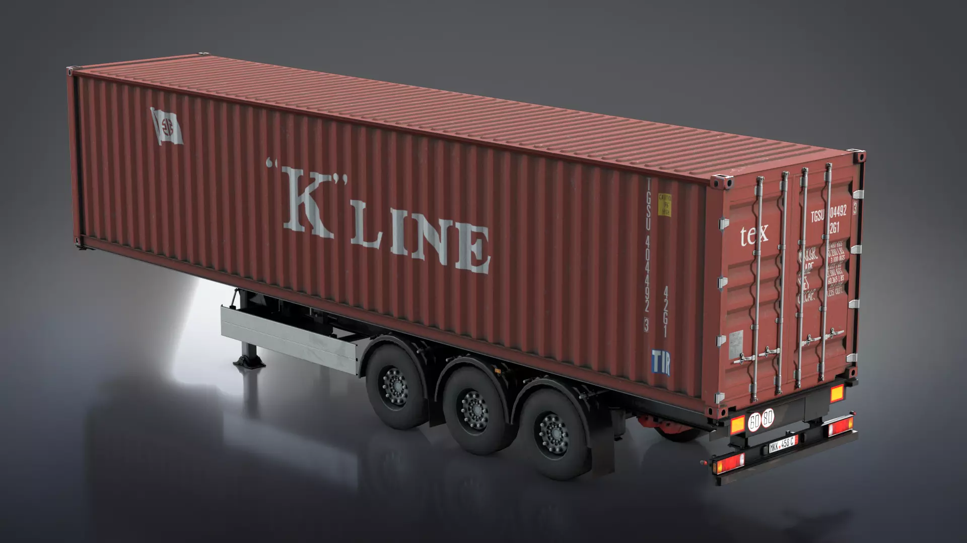 Semi-Trailer Container Low-poly 3D model_0