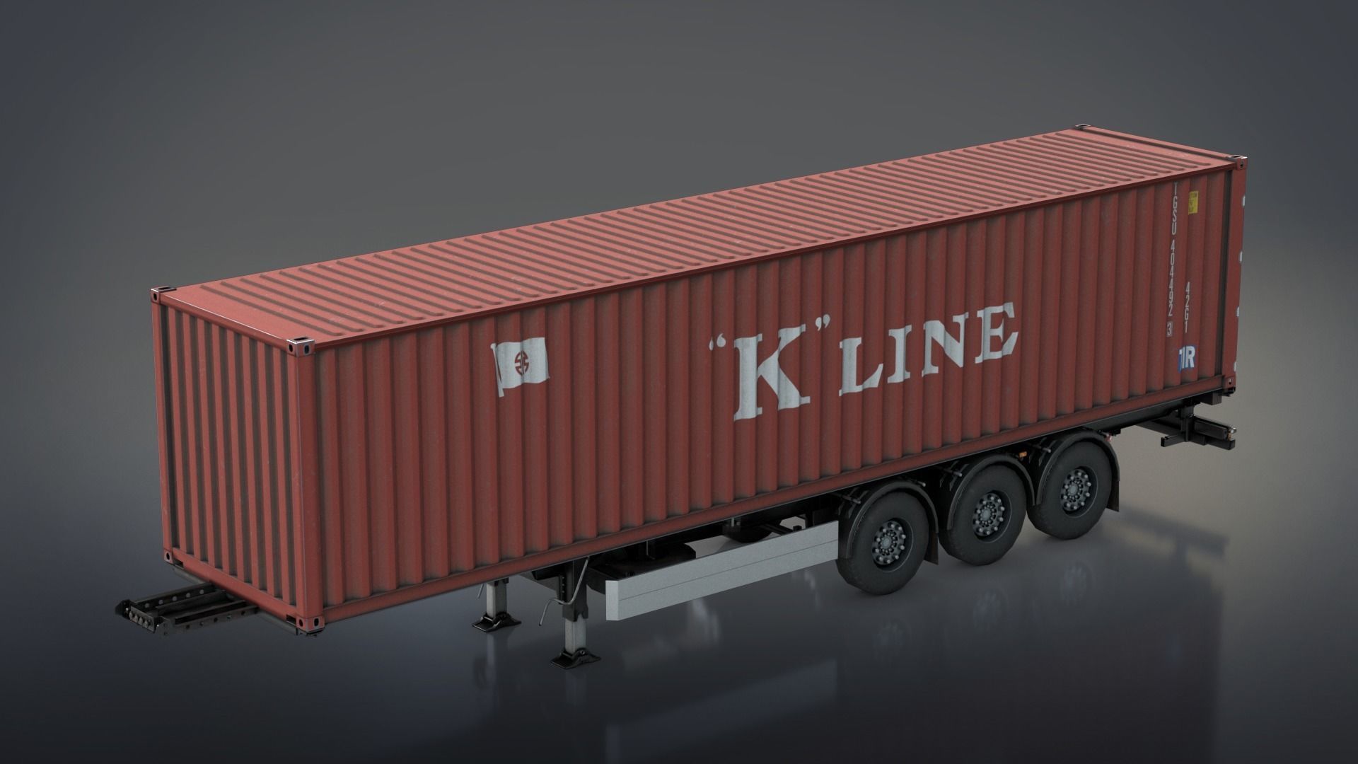 Semi-Trailer Container Low-poly 3D model_7