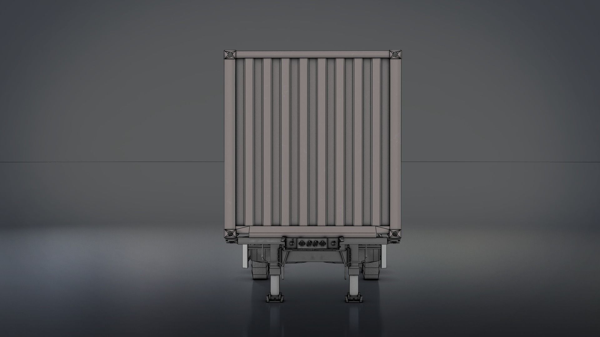 Semi-Trailer Container Low-poly 3D model_8