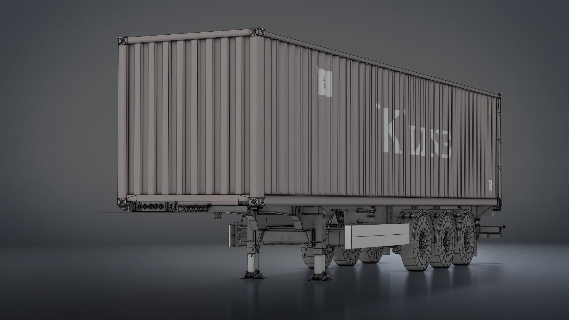 Semi-Trailer Container Low-poly 3D model_10