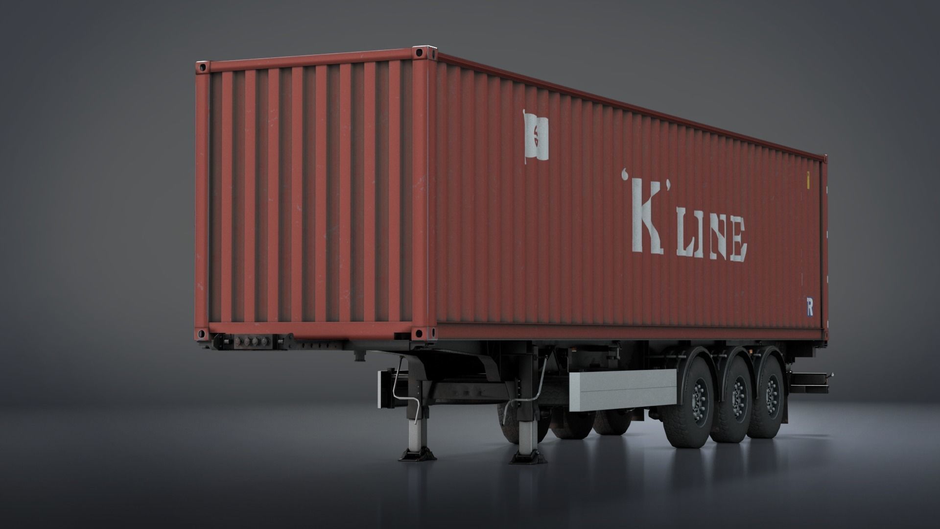 Semi-Trailer Container Low-poly 3D model_1