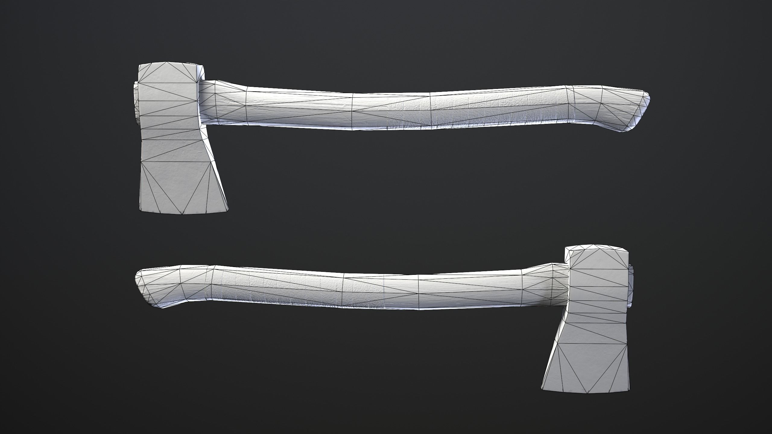 Firewood pile with stumps and axe Low-poly 3D model_8