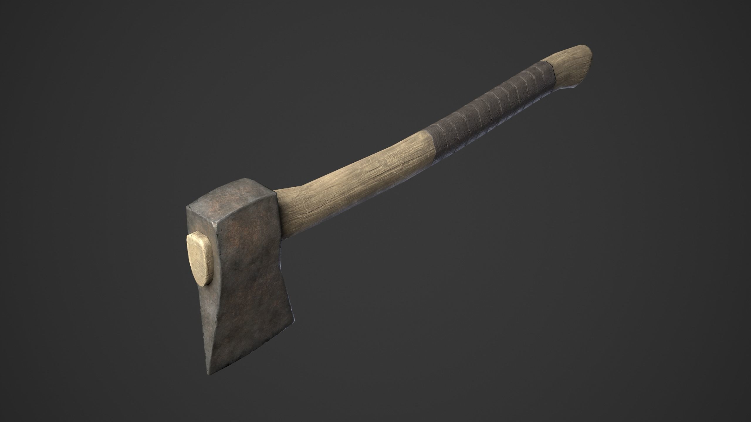 Firewood pile with stumps and axe Low-poly 3D model_14