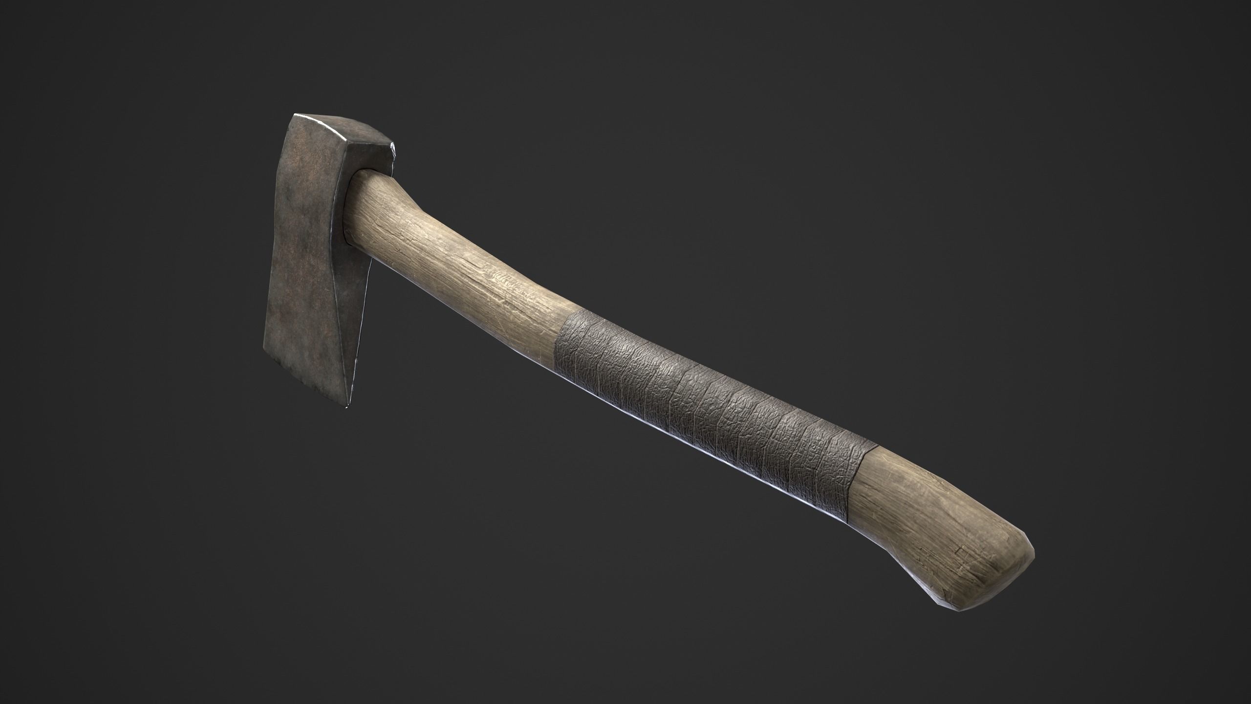 Firewood pile with stumps and axe Low-poly 3D model_15