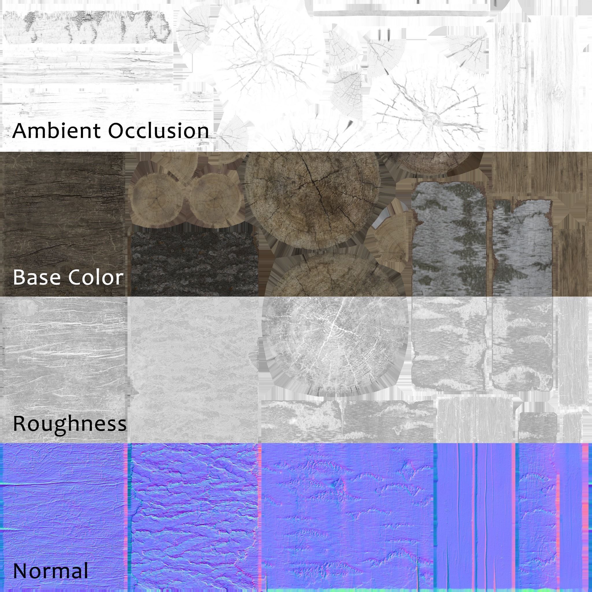 Firewood pile with stumps and axe Low-poly 3D model_18