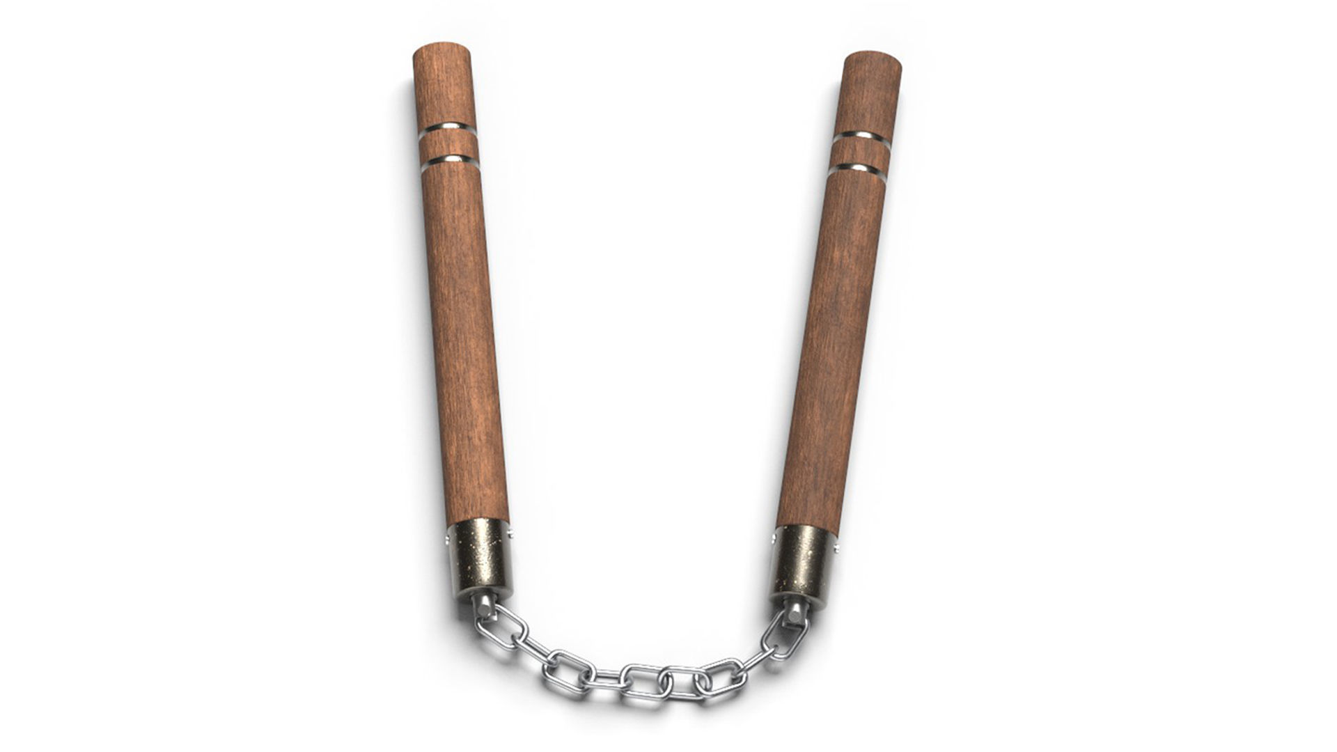 Nunchaku or Nunchuck made of Wood and Steel Low Poly 3D Model Low-poly 3D model_2