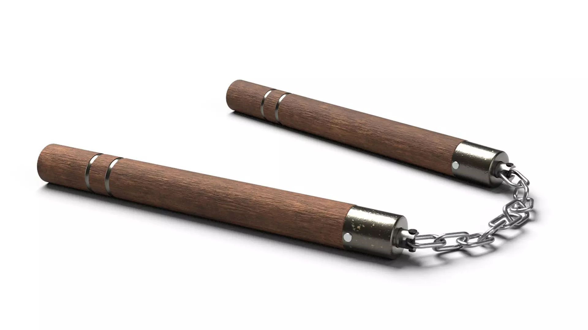 Nunchaku or Nunchuck made of Wood and Steel Low Poly 3D Model Low-poly 3D model_0