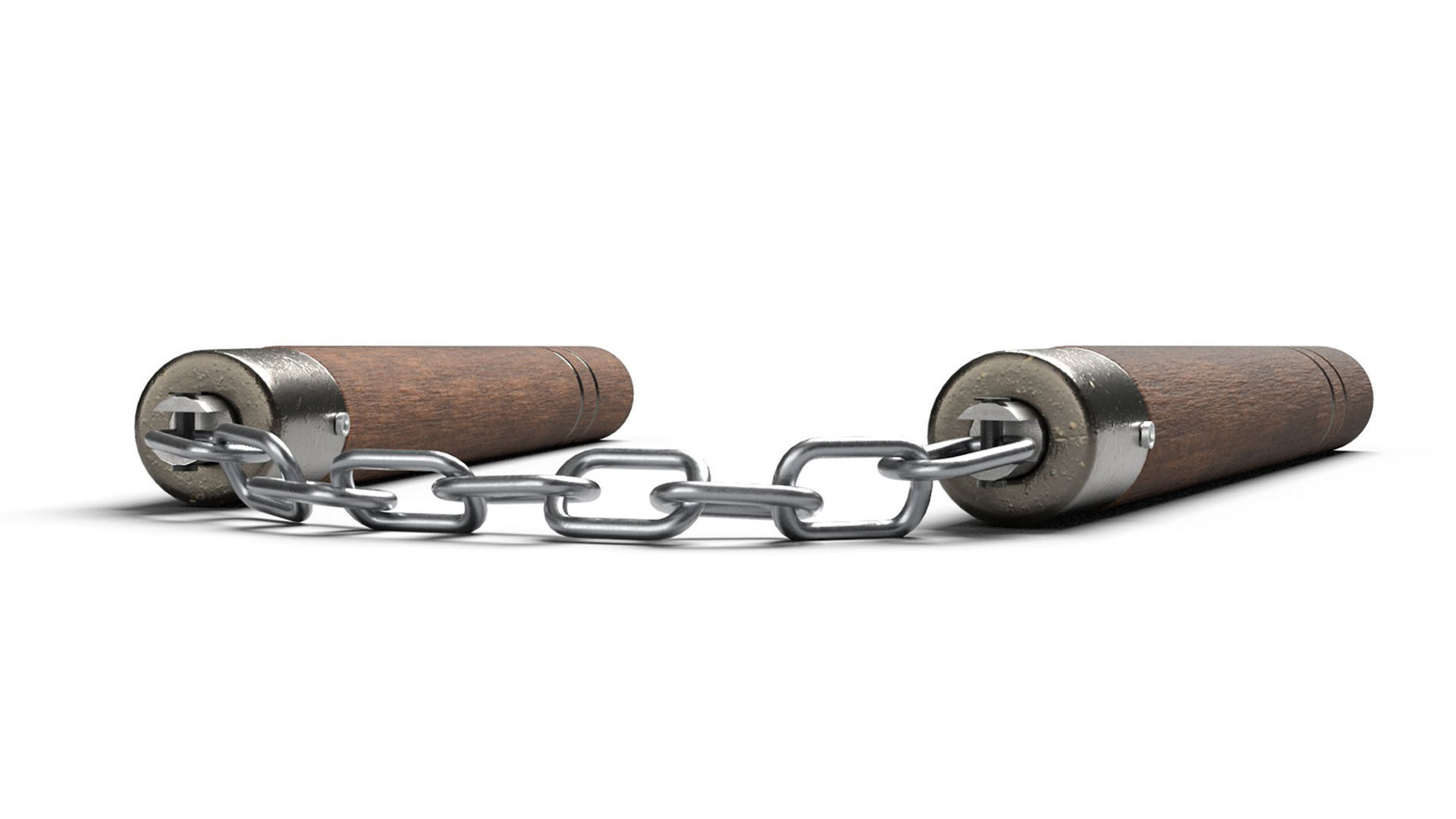 Nunchaku or Nunchuck made of Wood and Steel Low Poly 3D Model Low-poly 3D model_3