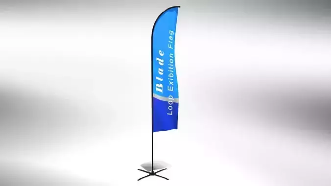Blade Flag - Animated Exhibition Flag Low-poly 3D model