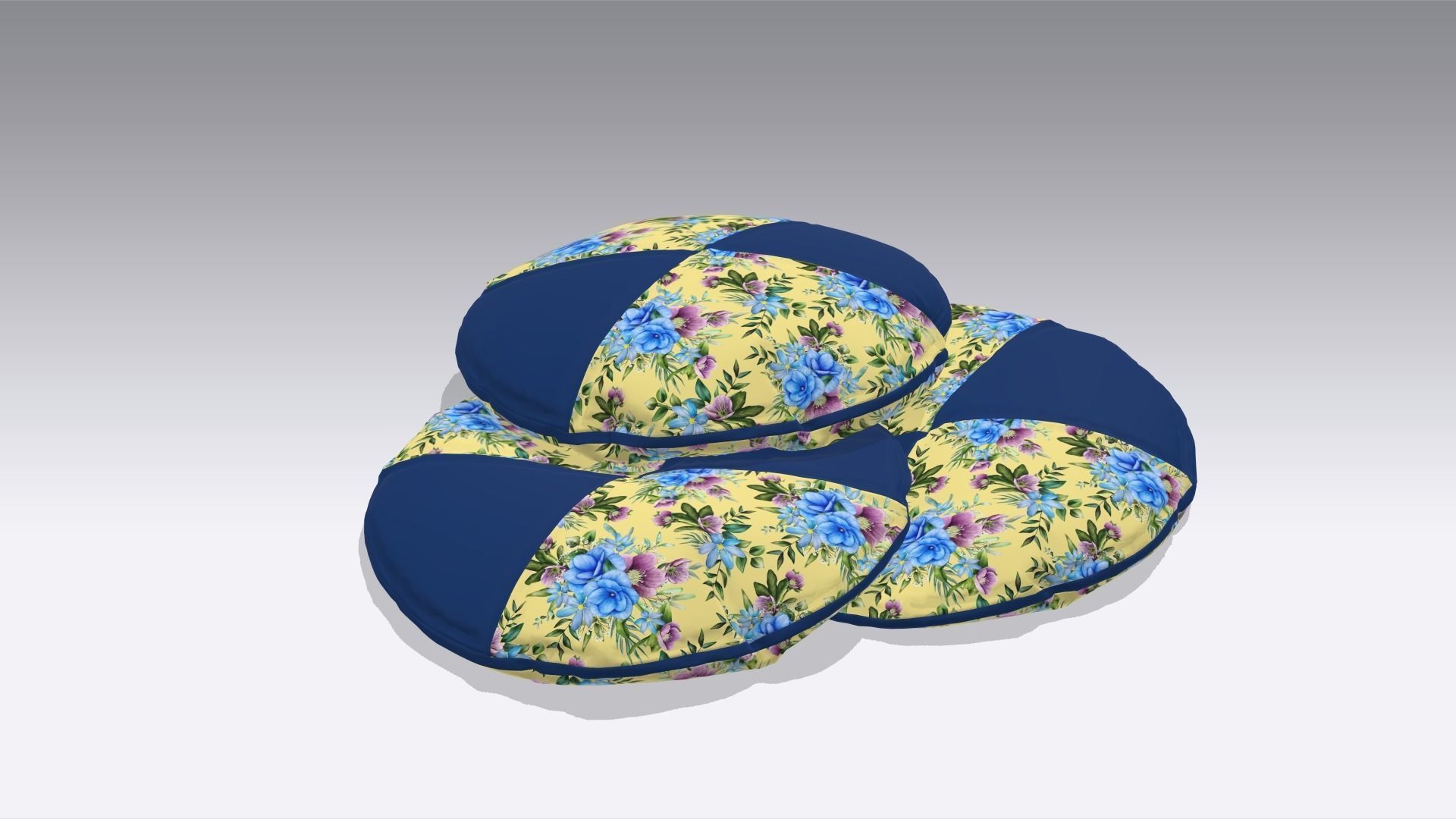  Circular Classic Pillow Low-poly 3D model_7