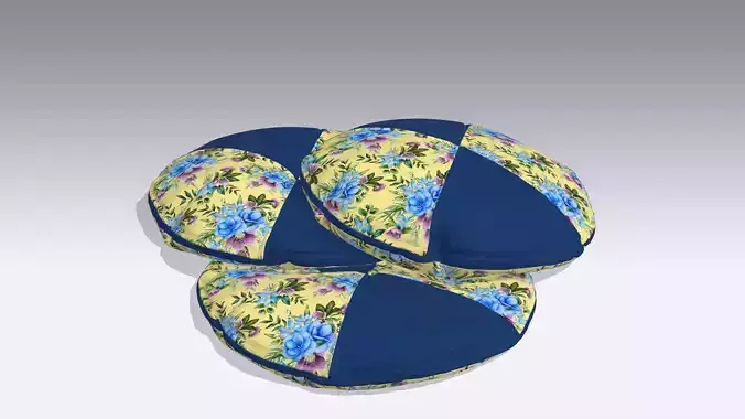  Circular Classic Pillow Low-poly 3D model