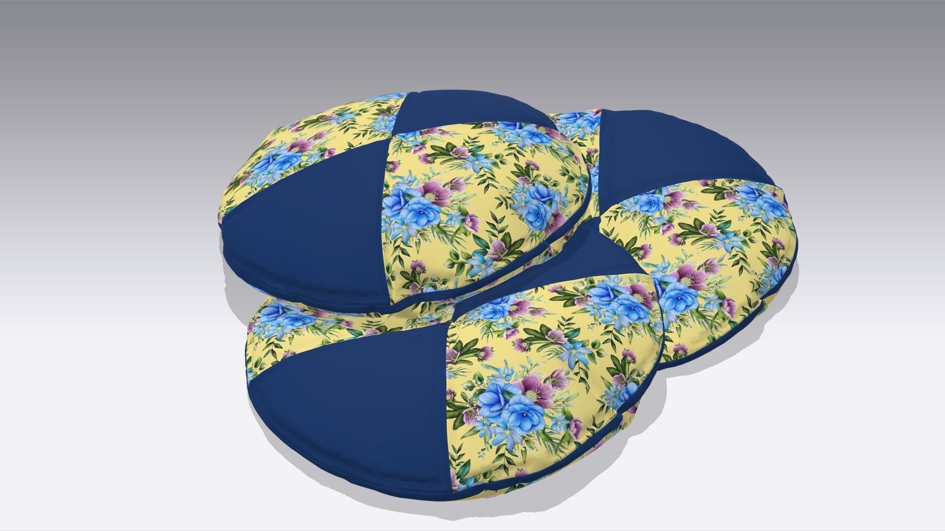  Circular Classic Pillow Low-poly 3D model_3