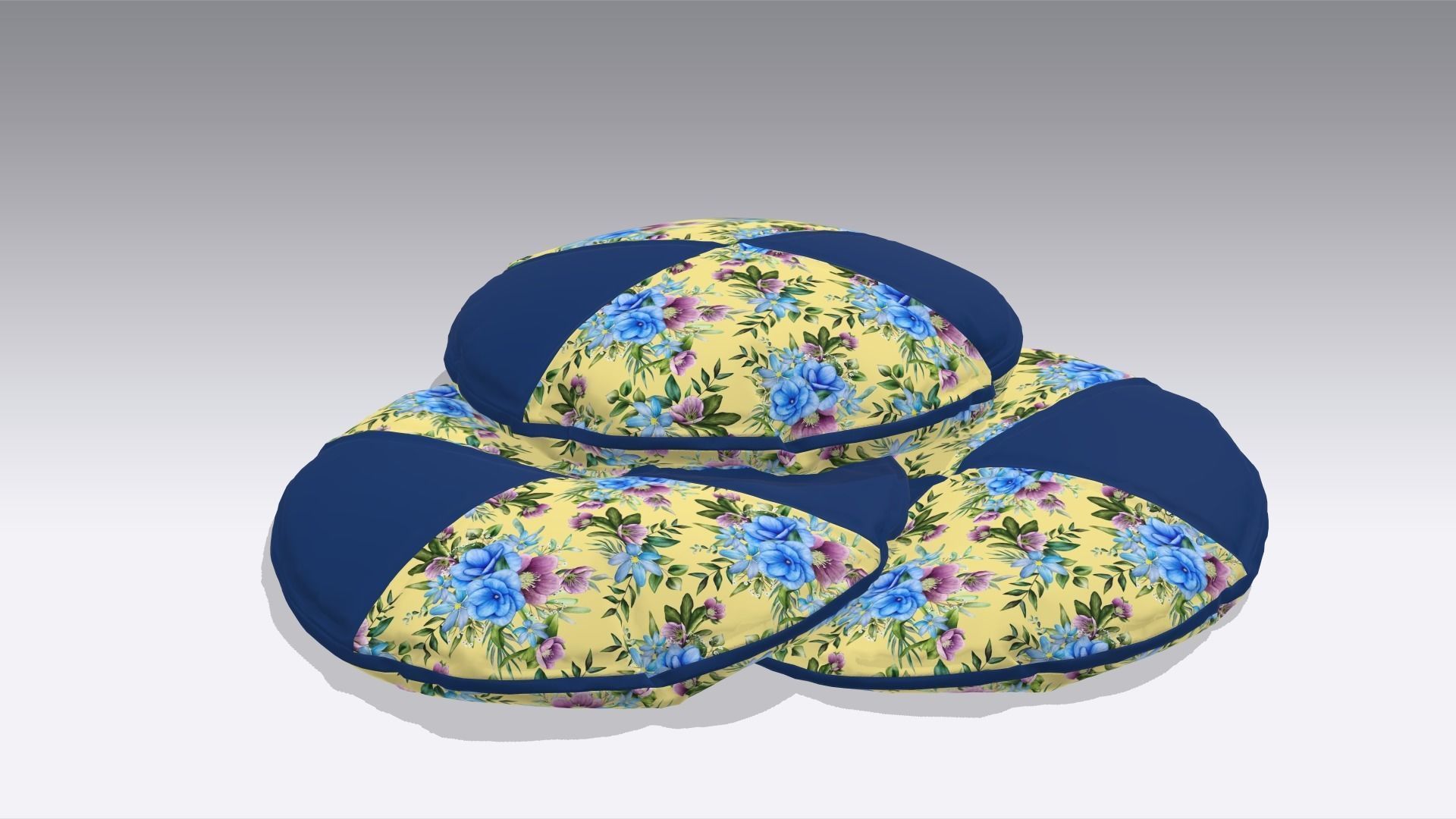  Circular Classic Pillow Low-poly 3D model_2