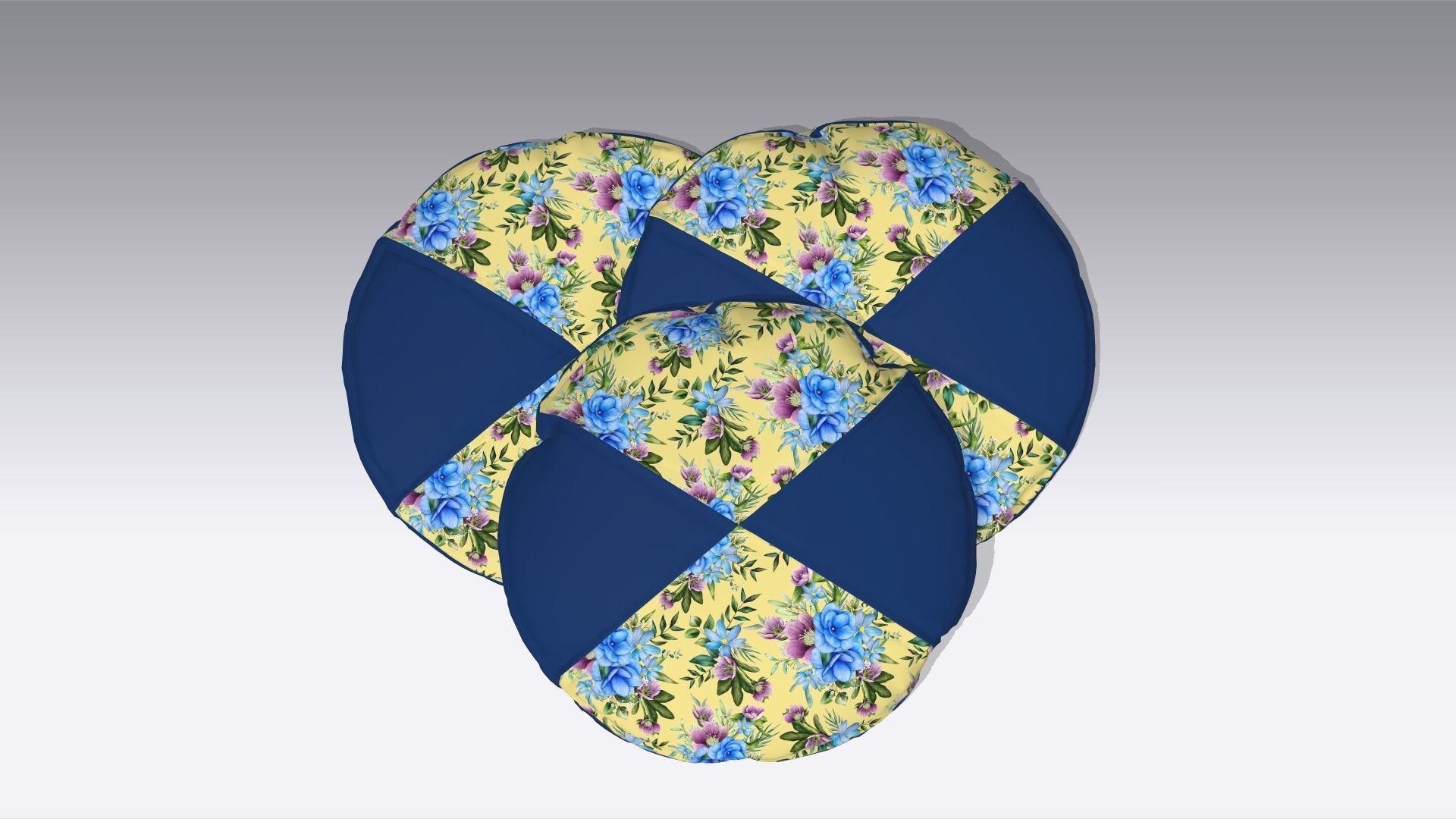  Circular Classic Pillow Low-poly 3D model_4