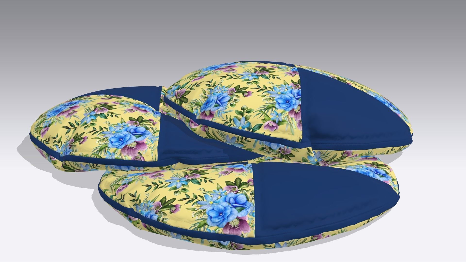  Circular Classic Pillow Low-poly 3D model_6