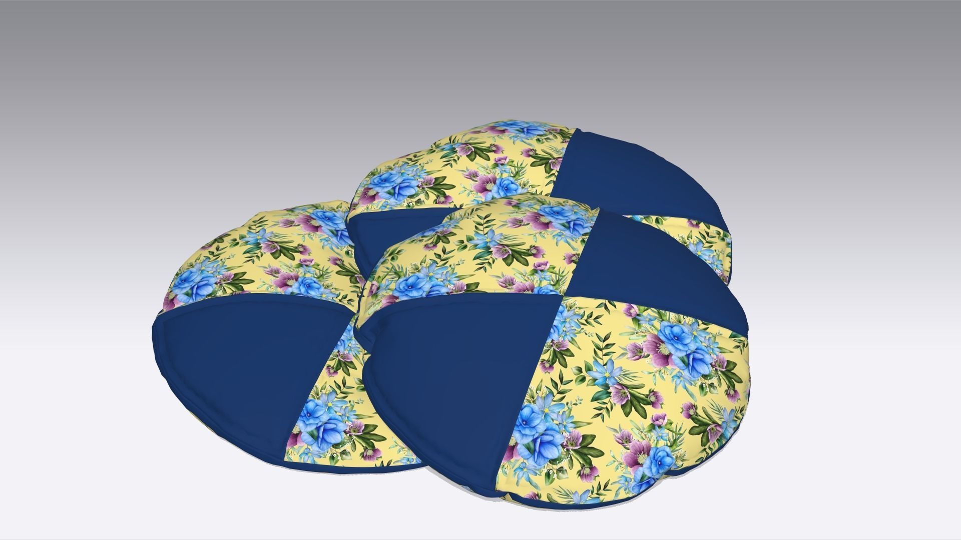  Circular Classic Pillow Low-poly 3D model_1