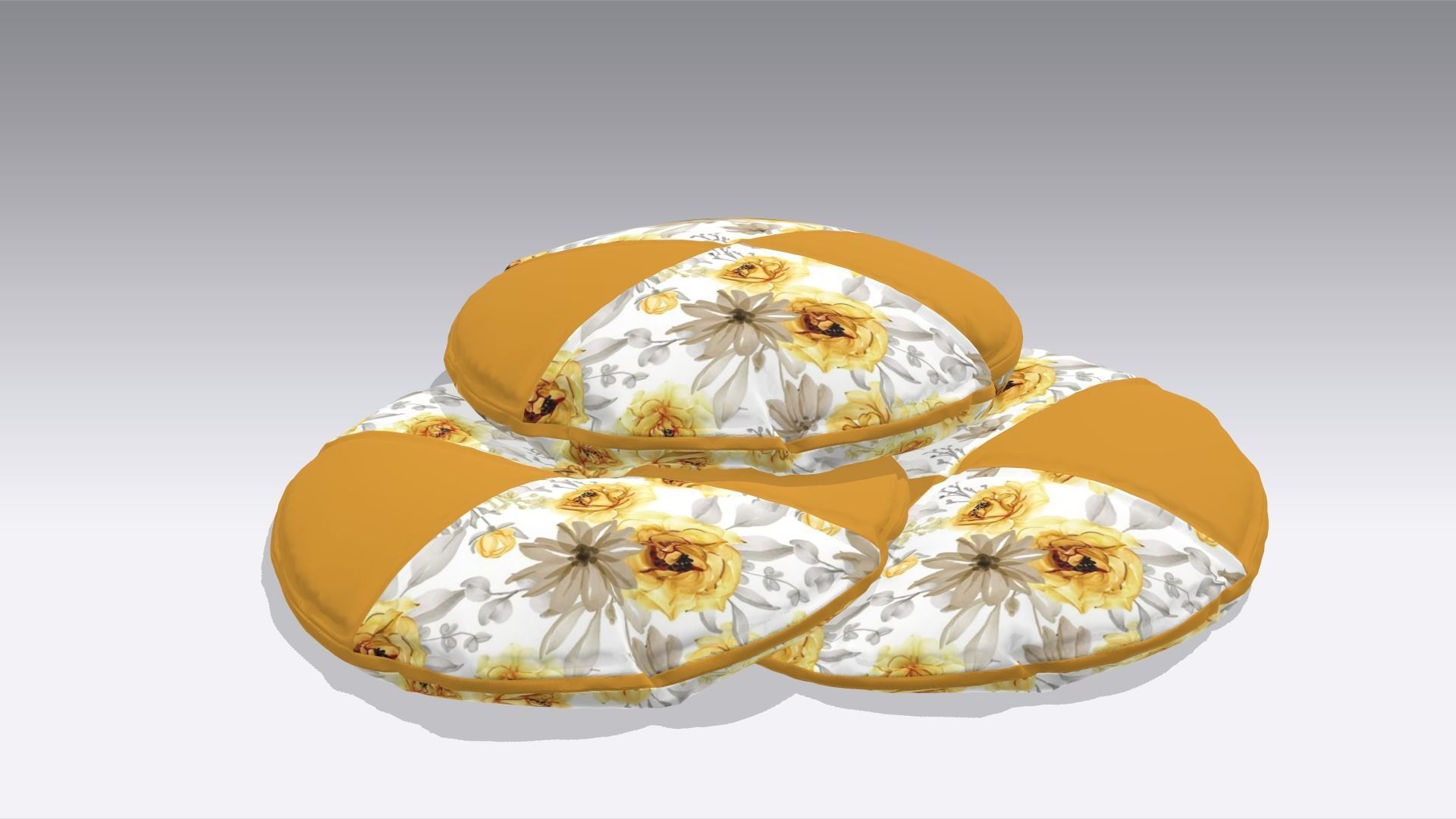  Circular Classic Pillow Low-poly 3D model_3