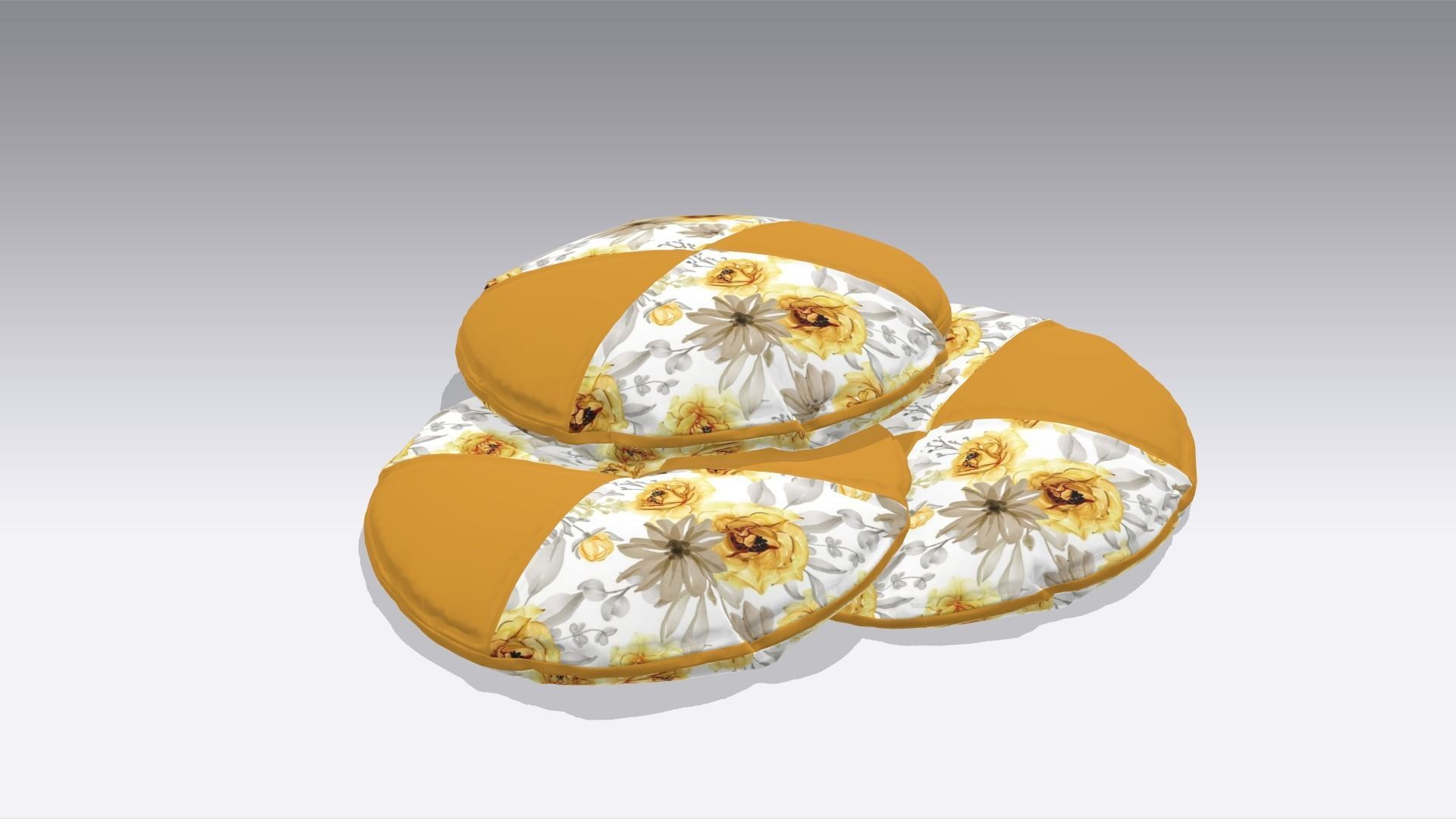  Circular Classic Pillow Low-poly 3D model_7