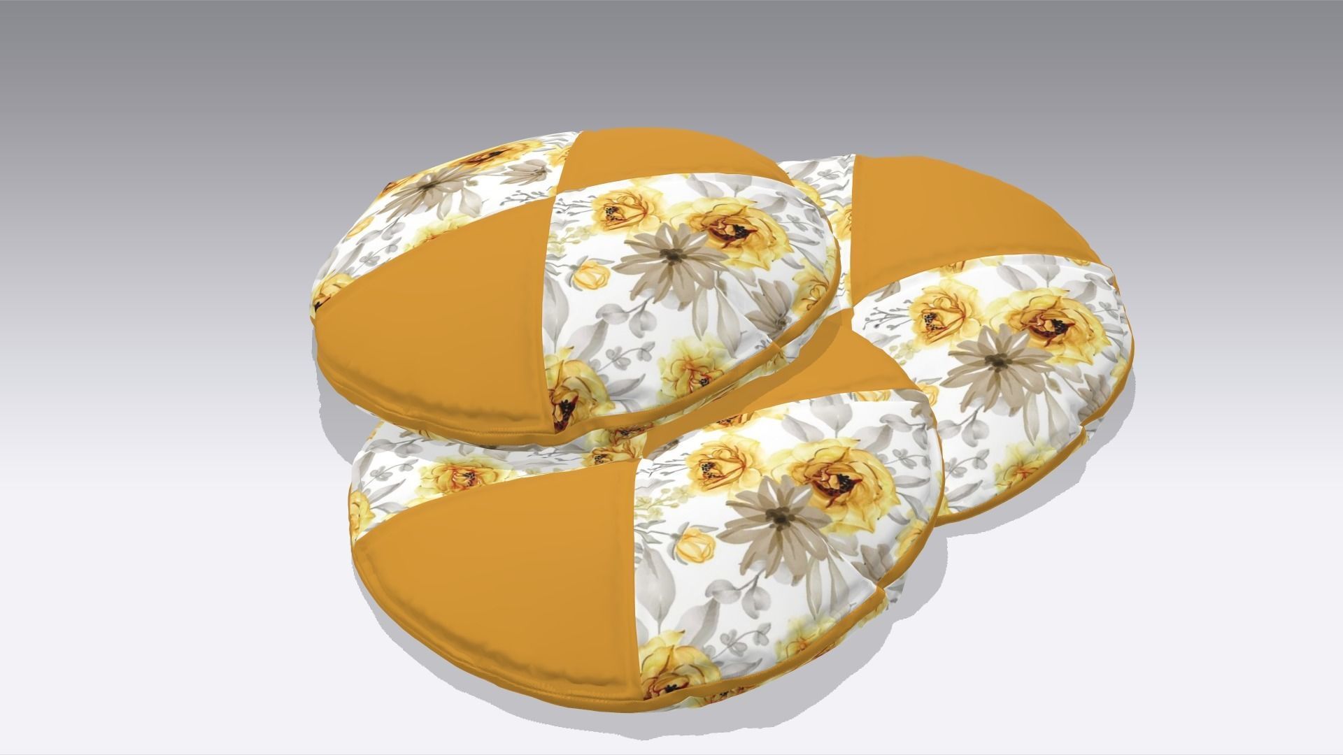  Circular Classic Pillow Low-poly 3D model_4
