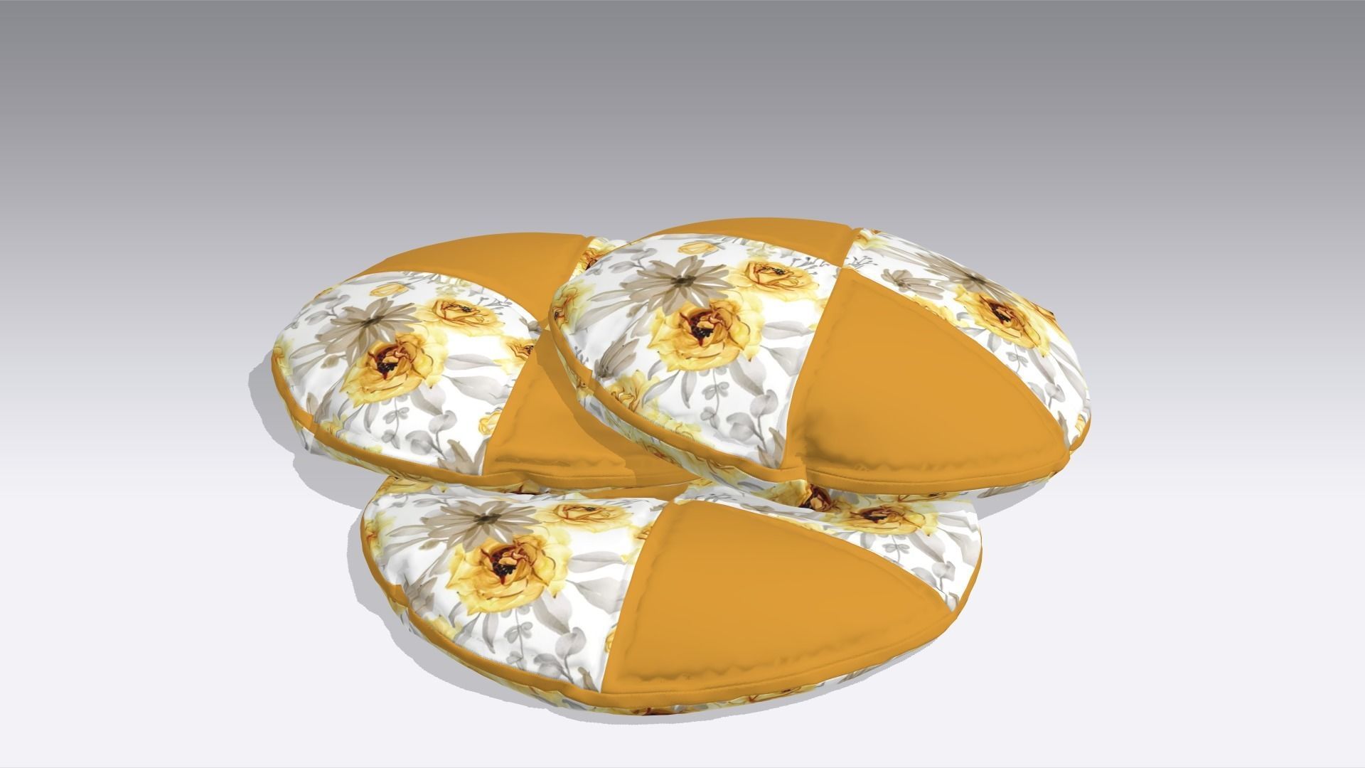  Circular Classic Pillow Low-poly 3D model_2