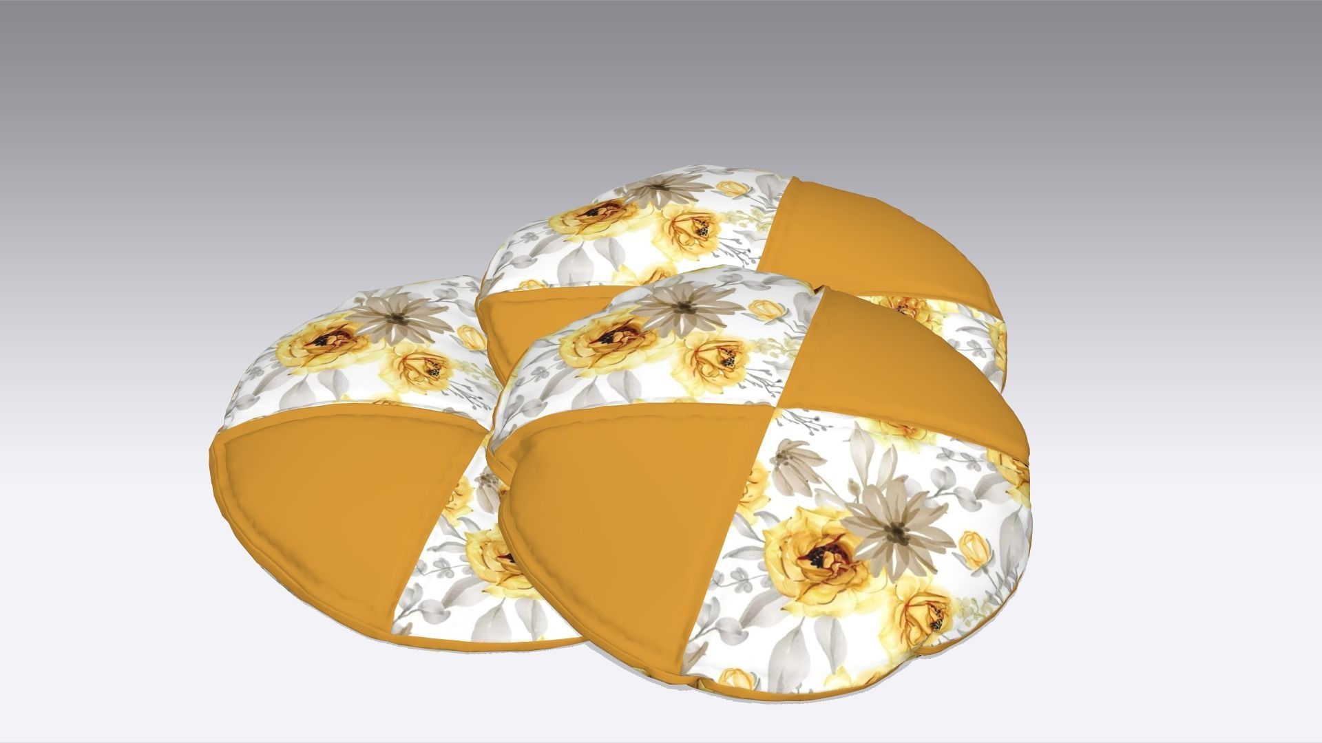  Circular Classic Pillow Low-poly 3D model_1