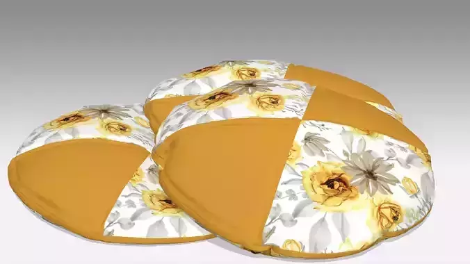  Circular Classic Pillow Low-poly 3D model