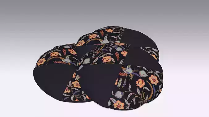  Circular Classic Pillow Low-poly 3D model