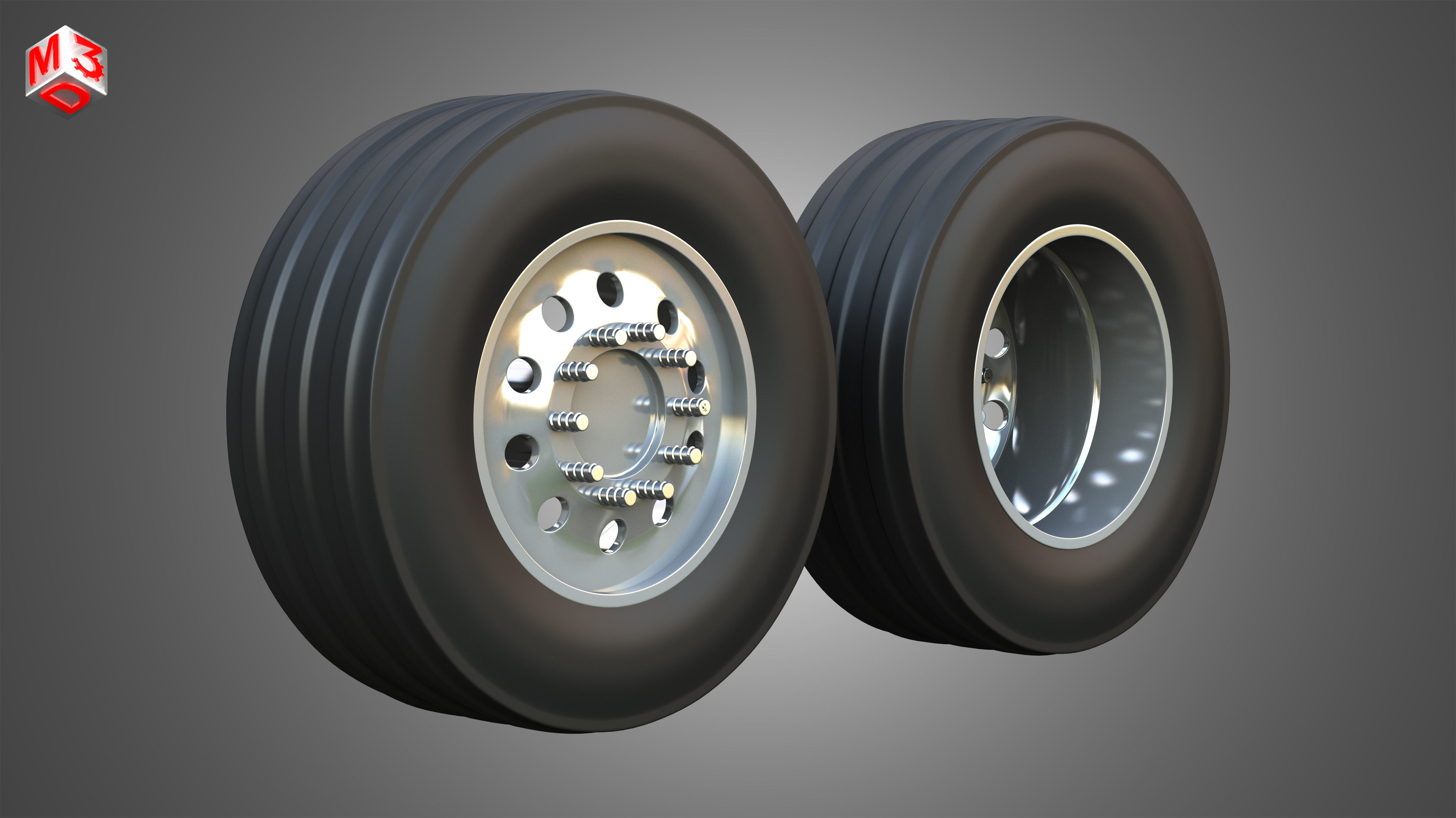 Twin Truck Wheels and Tires TWT3 3D print model_4