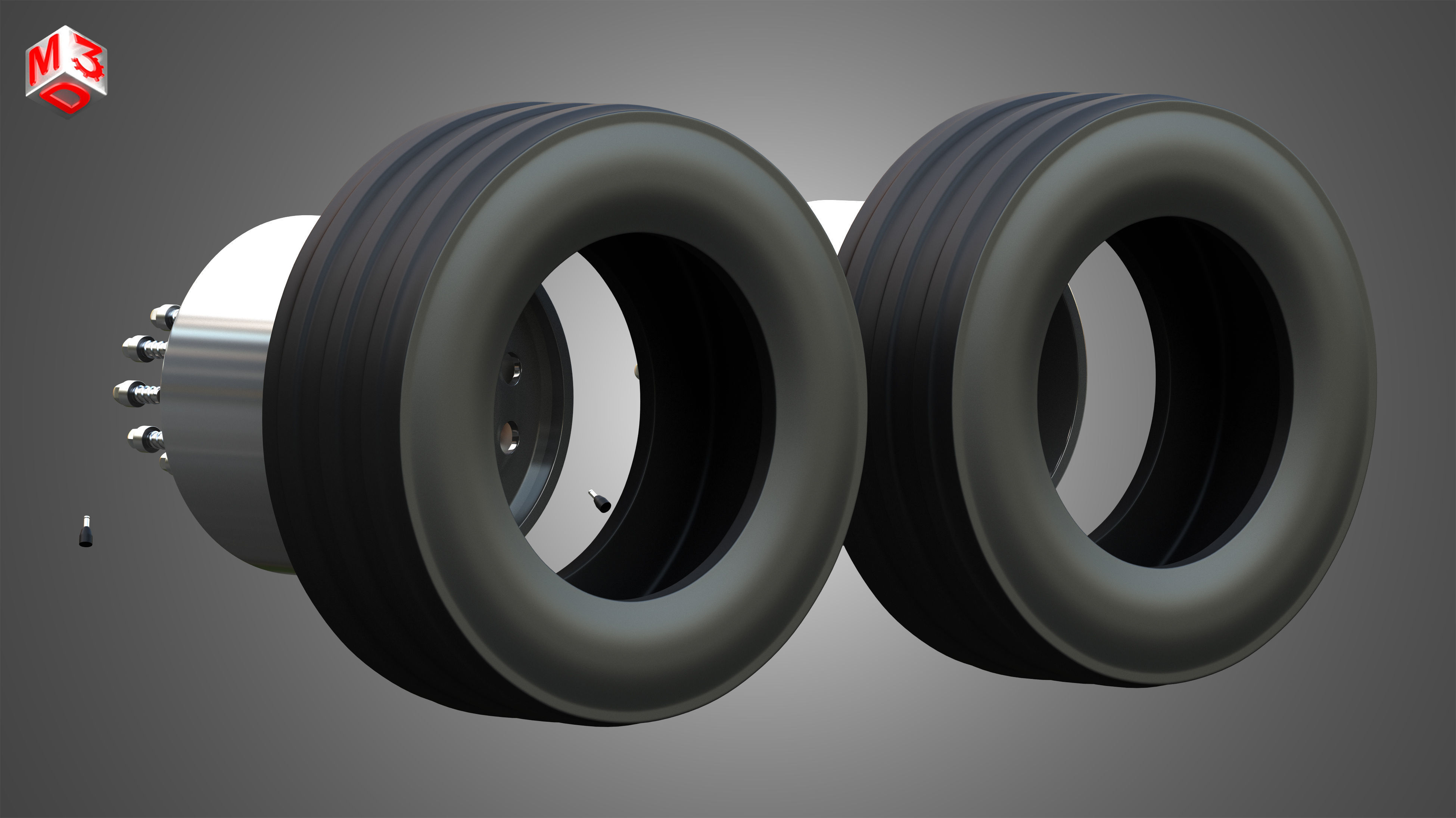 Twin Truck Wheels and Tires TWT3 3D print model_9