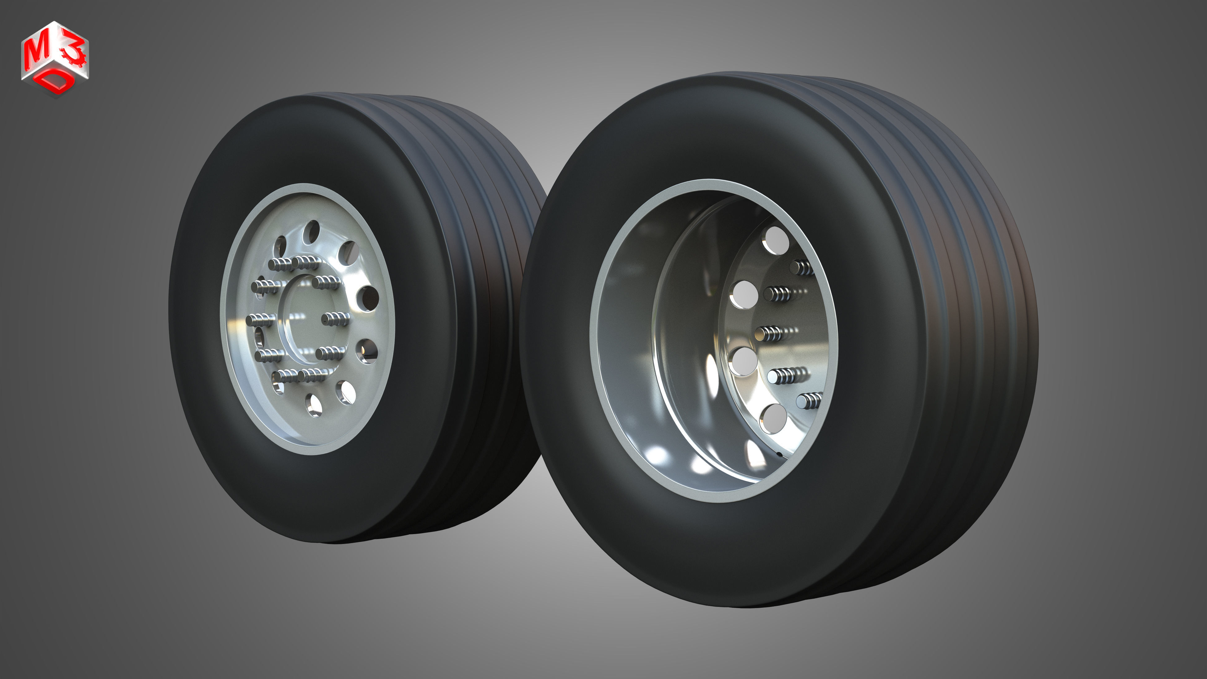 Twin Truck Wheels and Tires TWT3 3D print model_3