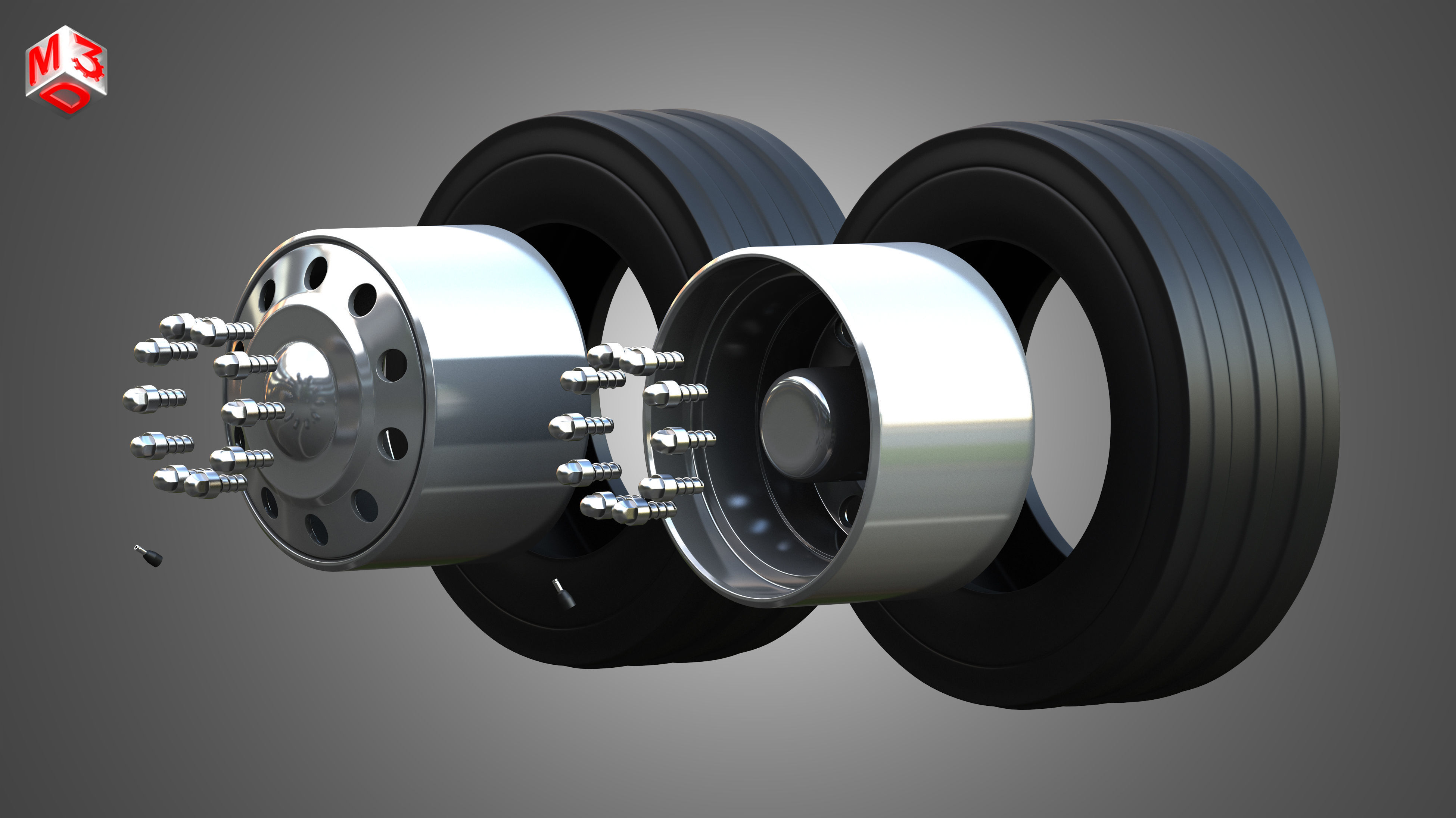 Twin Truck Wheels and Tires TWT3 3D print model_6