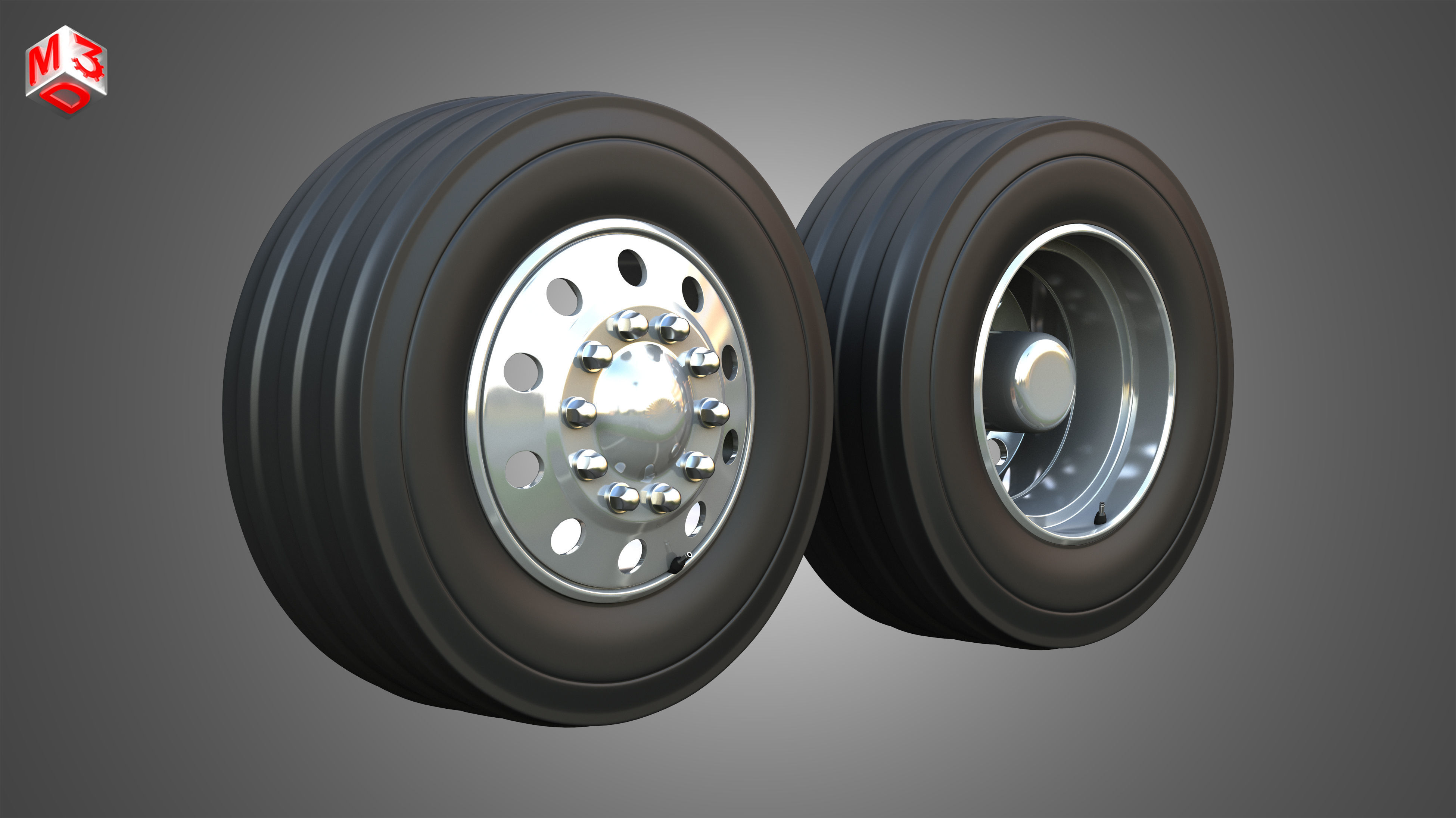 Twin Truck Wheels and Tires TWT3 3D print model_2